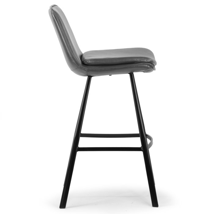 Corrigan Studio® Set Of 2 Avalyn Gray Faux Leather Bar Stool With Black